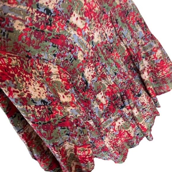 Bucket List Woman's Top Size S Boho Peasant Flowy Oversized V-neck Tiered - Picture 11 of 16